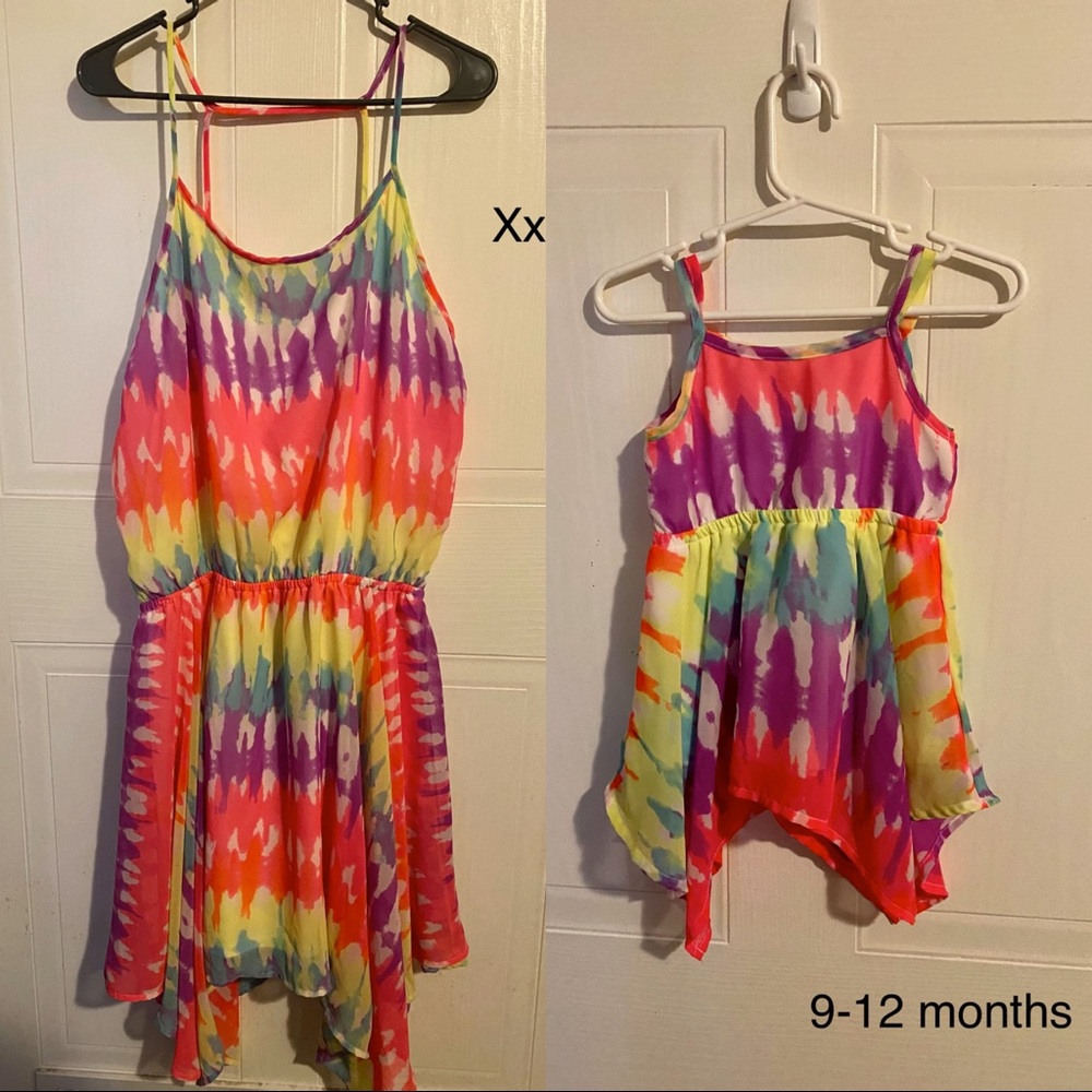 Mommy and me matching tie dye dresses